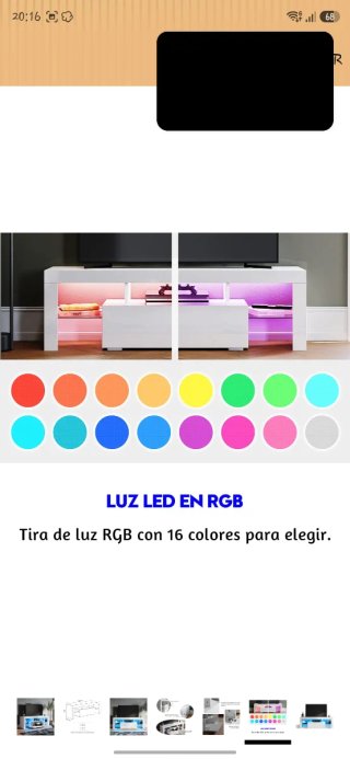 Mueble TV moderno blanco con LED azul