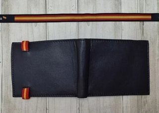CARTERA MONEDERO PIEL CIERRE BANDERA + REGALO PULS