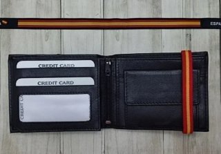 CARTERA MONEDERO PIEL CIERRE BANDERA + REGALO PULS
