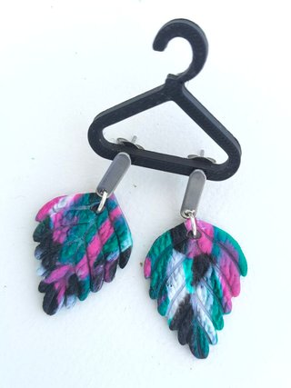 Pendientes arcilla polimérica hoja multicolor