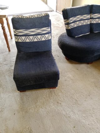 Sofá  chaiselongue modular azul