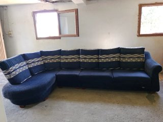 Sofá  chaiselongue modular azul