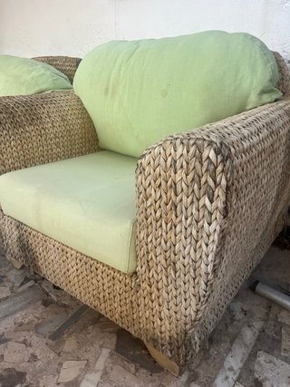 2 Sillones de Terraza Mimbre y Tela