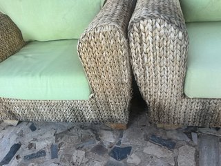 2 Sillones de Terraza Mimbre y Tela