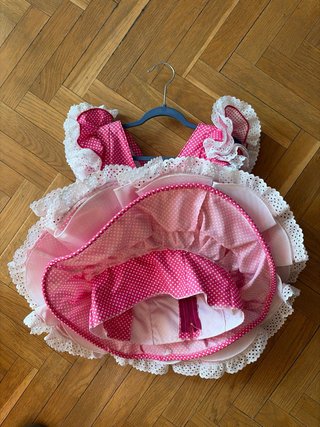 Vestido Flamenco Niña Rosa Lunares