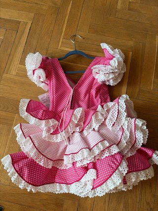 Vestido Flamenco Niña Rosa Lunares