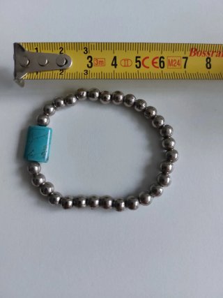 Pulsera Bolas Plateadas y Piedra Turquesa