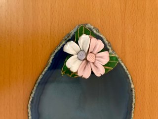 Piedra Ágata Azul con flor