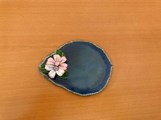 Piedra Ágata Azul con flor