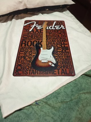 Placa Metálica Guitarra Fender Rock