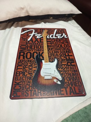 Placa Metálica Guitarra Fender Rock