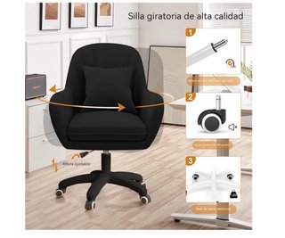 Silla de Oficina Negra Terciopelo