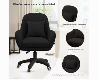 Silla de Oficina Negra Terciopelo