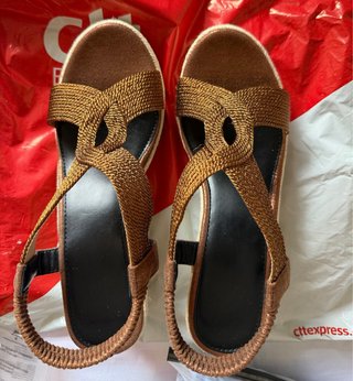 Sandalias Cuña Esparto Bronce Talla 39