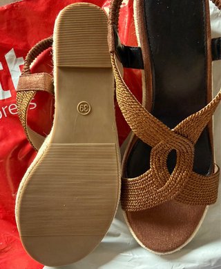 Sandalias Cuña Esparto Bronce Talla 39