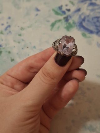 Anello chevalier argento e ametista antico