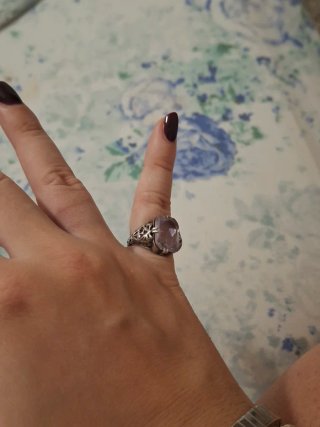 Anello chevalier argento e ametista antico