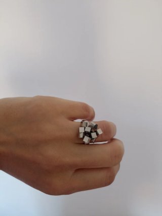 Anillo Talla 11 Plata Cubos Diseño