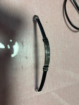 Pulsera Viceroy Cuero Trenzado Negro y Plata