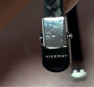 Pulsera Viceroy Cuero Trenzado Negro y Plata