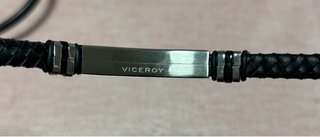 Pulsera Viceroy Cuero Trenzado Negro y Plata