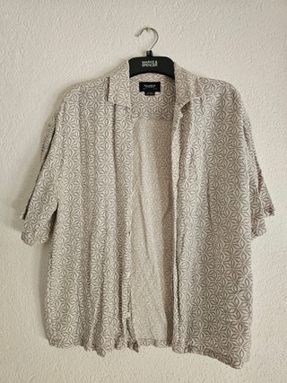 Camisa Beige Jacquard Geométrica