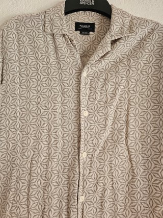 Camisa Beige Jacquard Geométrica
