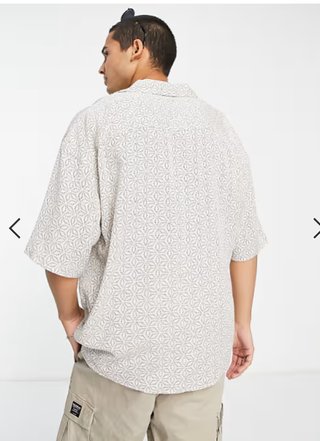 Camisa Beige Jacquard Geométrica