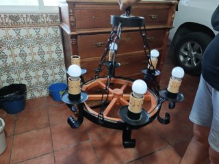 Lámpara Rústica Madera y Metal
