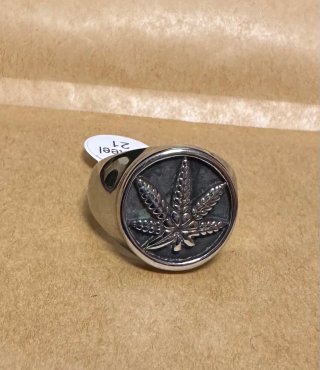 Anillo Sello Cannabis Acero Inoxidable Talla 21