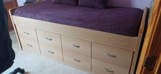 Cama individual 90cm con 8 cajones