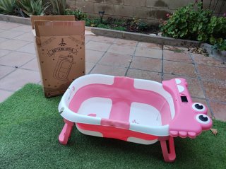 Bañera Plegable Bebé Dinosaurio Rosa