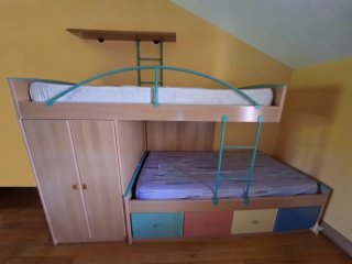 Cama litera doble madera y metal