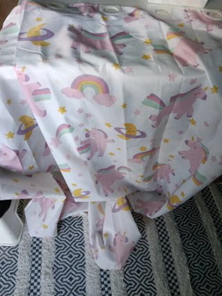 Cortina de baño unicornio multicolor