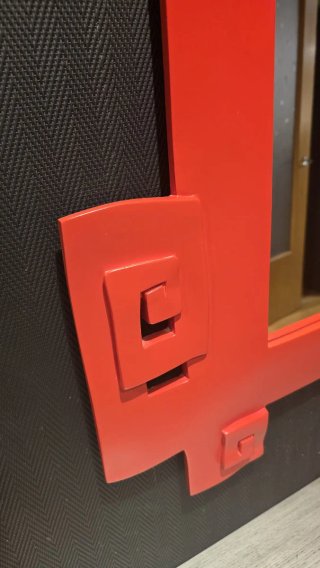 Espejo moderno rojo con 2 cajones