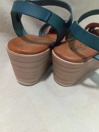 Sandalias cuña Carla Tortosa mujer plateado/verde