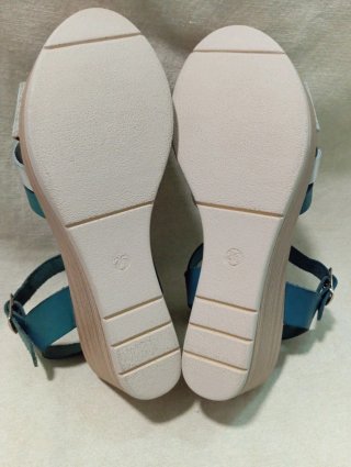 Sandalias cuña Carla Tortosa mujer plateado/verde
