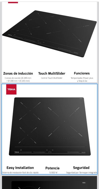 Placa Inducción TEKA 60cm 3 fuegos