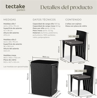 Conjunto Jardín tectake Ratán y Aluminio
