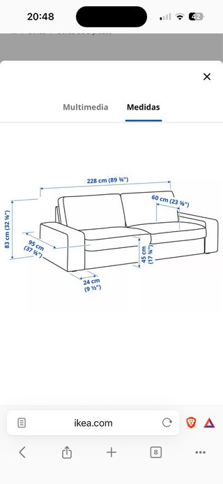 Sofá Kivik 3 plazas y reposapies