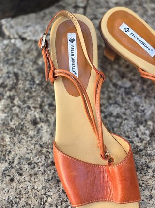 Sandalias Belen Gonzalo Planas Tiras Cuero Naranja