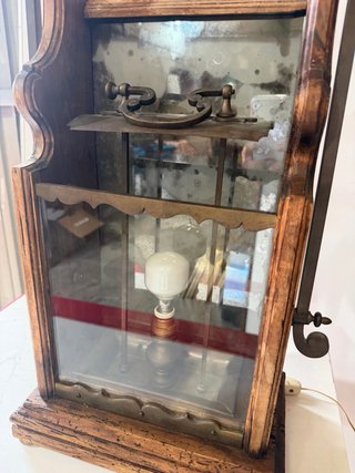Farol rústico madera y forja cristal envejecido