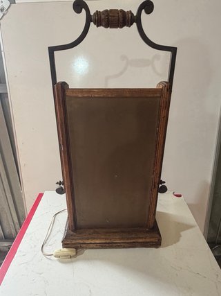 Farol rústico madera y forja cristal envejecido