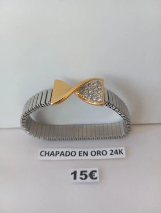 Pulsera Acero Chapado Oro 24k con Pedrería