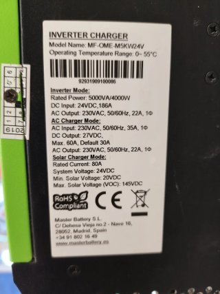 Inversor Cargador y juego de 12 baterías de plomo