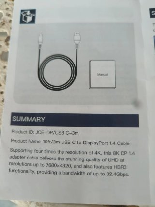 Cable Maxonar USB-C a DisplayPort 1.4 (3m)