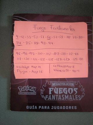 Fuego Fantasmales Pokémon Cartas me faltan