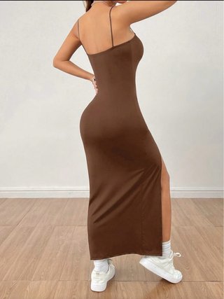 Vestido largo Shein tirantes marrón