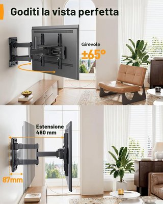 Braccio staffa supporto TV doppio Vesa 23" - 70"