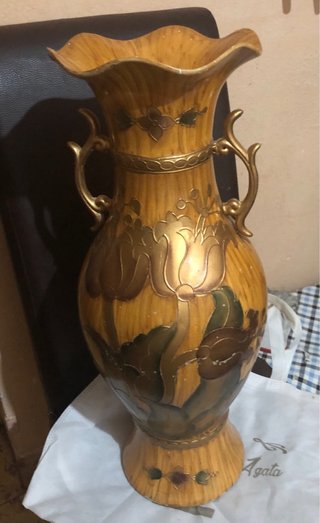 Jarrón Cerámica Dorado y Verde 60 cm
